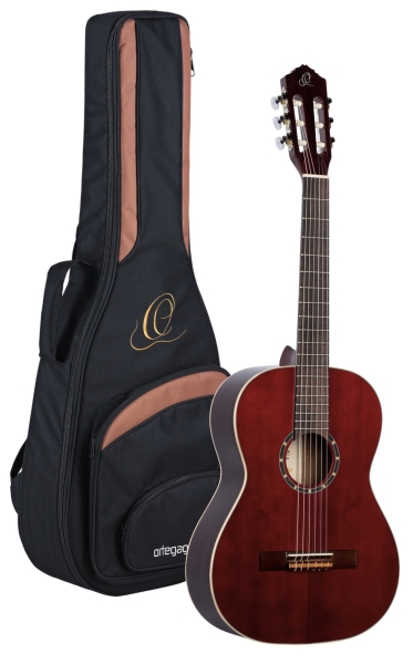 Ortega Jugendgitarre R-121-7/8WR - Fichte - inkl. Gigbag - transparent weinrot